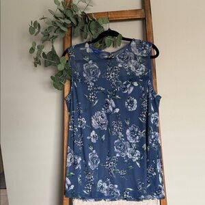 Apt. 9 Blue Floral Sleeveless Tank Top